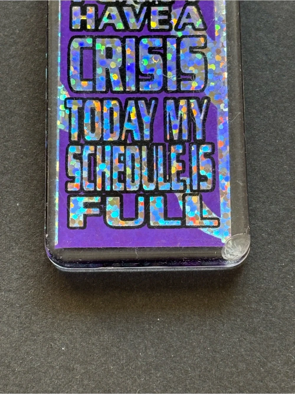 Holographic Quote Keychain Purple | 90s Phone Charm